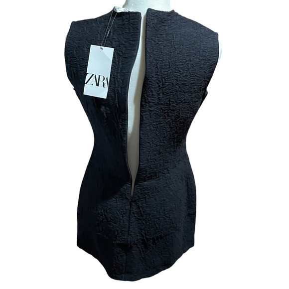 Zara textured black Mini Dress-Size 10-Fits more Size 8-NWT-Shift Dress - Picture 7 of 10